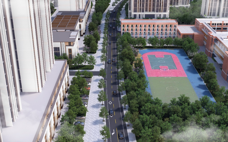 黑泥湖侧路海绵化改造效果图。